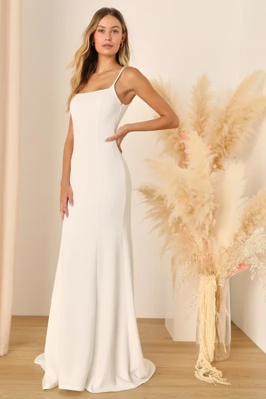 Blessed Romance White Sleeveless Button Back Mermaid Maxi Dress sold by Lulus