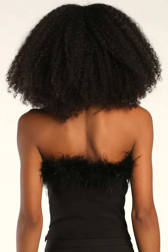 Flair for the Fabulous Black Feather Cropped Tube Top sold by Lulus product image thumbnail 3