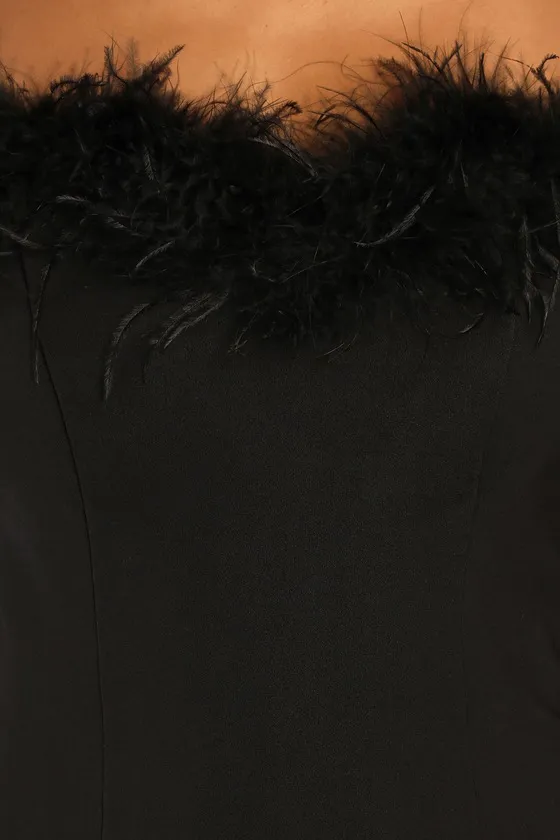 Flair for the Fabulous Black Feather Cropped Tube Top sold by Lulus product image thumbnail 4