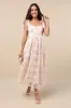Precious Flair Blush Pink Sequin Floral Tie-Strap Midi Dress sold by Lulus
