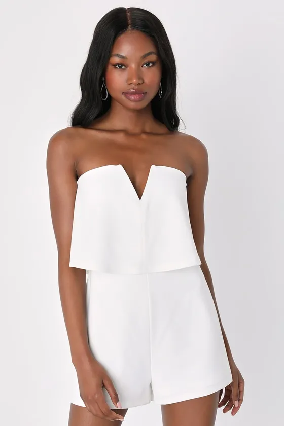 Power of Love White Strapless Romper sold by Lulus