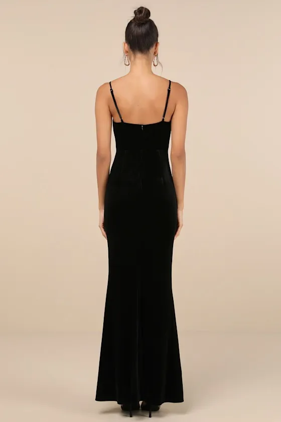 Stunning Invitation Black Velvet Ruched Sleeveless Maxi Dress sold by Lulus product image thumbnail 3