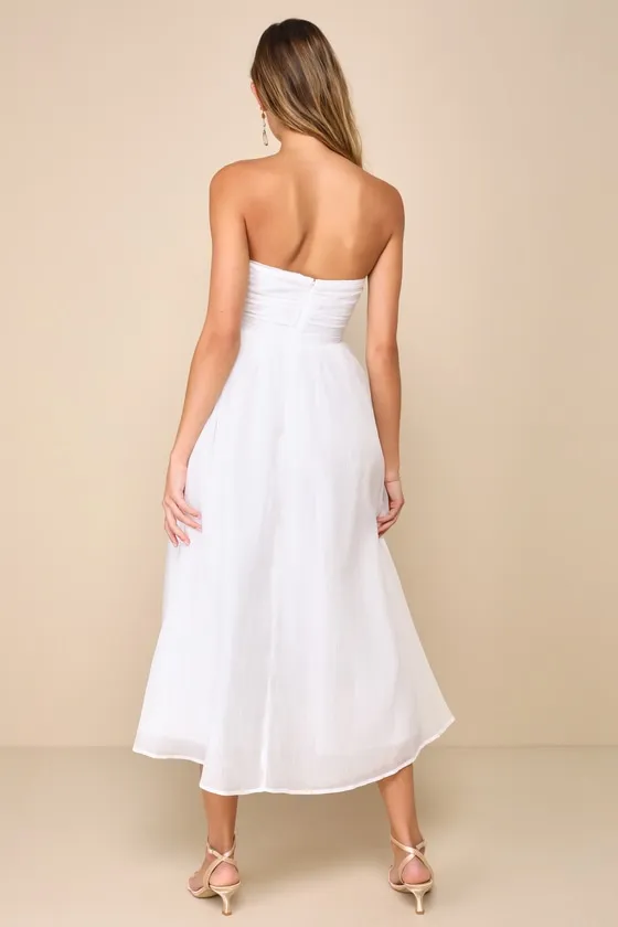 Fairytale Design White Organza Strapless A-Line Midi Dress sold by Lulus product image thumbnail 2