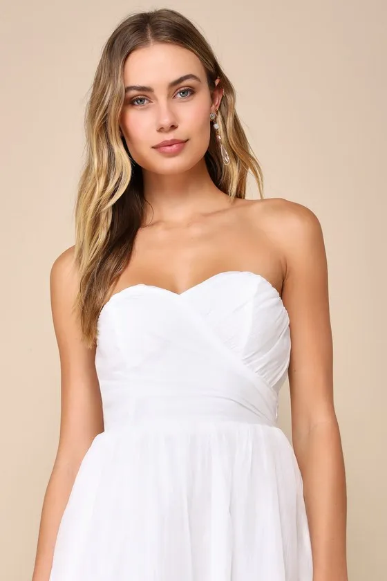 Fairytale Design White Organza Strapless A-Line Midi Dress sold by Lulus product image thumbnail 3