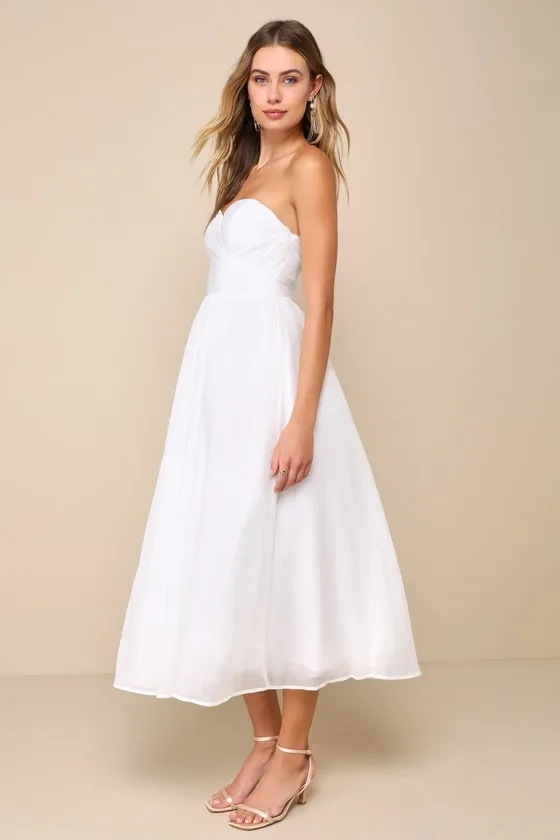 Fairytale Design White Organza Strapless A-Line Midi Dress sold by Lulus product image thumbnail 4