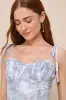 Obviously Gorgeous Blue Floral Tie-Strap Bustier Midi Dress sold by Lulus