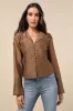Poised Essence Brown Collared Button-Up Long Sleeve Top sold by Lulus