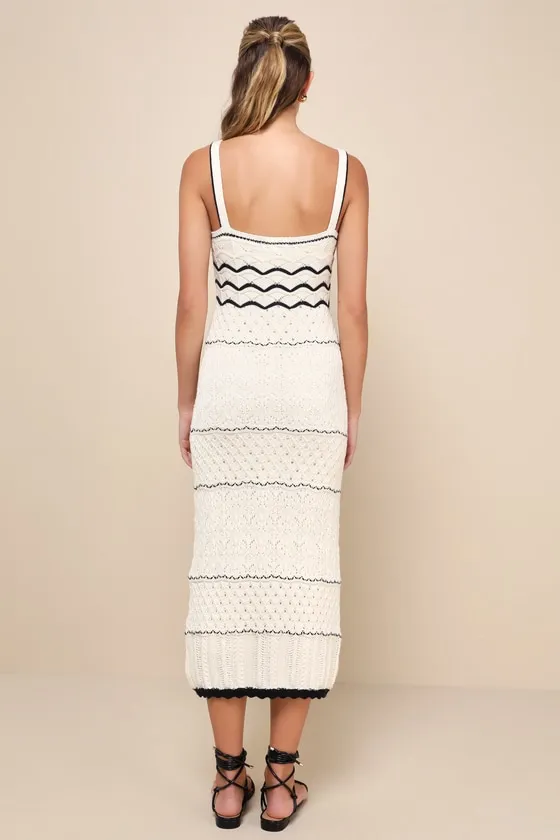 Unique Persona Ivory Multi-Textured Knit Sleeveless Midi Dress sold by Lulus product image thumbnail 2