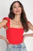 Sunny Mindset Red Ruffled Strap Tank Top sold by Lulus