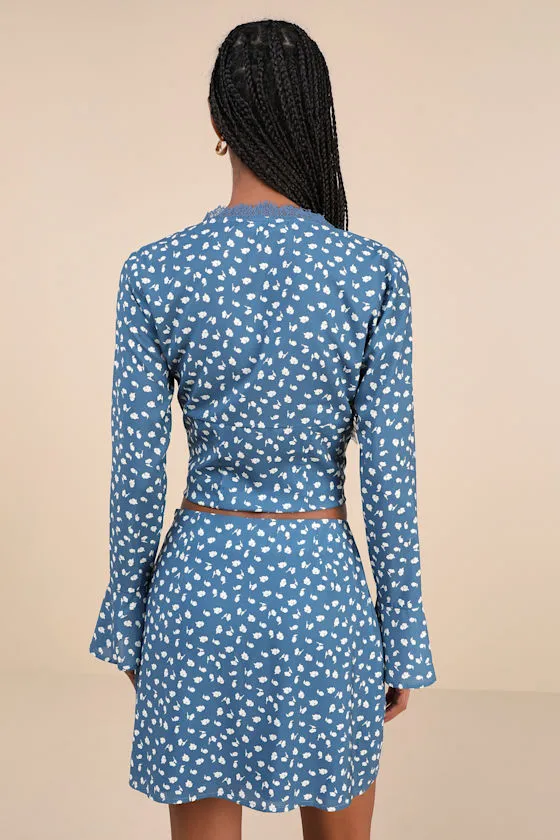 Adorable Composure Blue Floral Mini Skirt sold by Lulus product image thumbnail 3