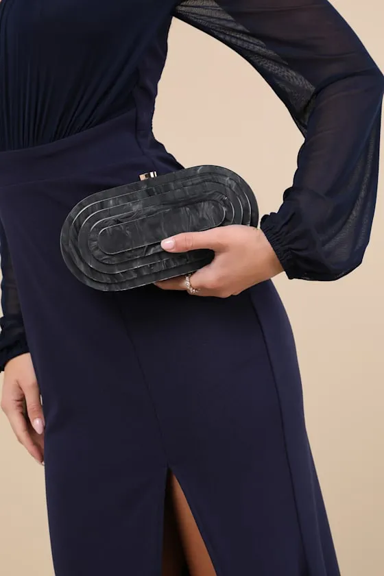 Dyanna Black Marbled Acrylic Oval Clutch sold by Lulus product image thumbnail 2