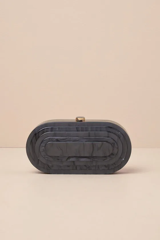 Dyanna Black Marbled Acrylic Oval Clutch sold by Lulus product image thumbnail 4