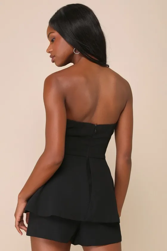 Where You Are Black Textured Strapless Romper sold by Lulus product image thumbnail 2