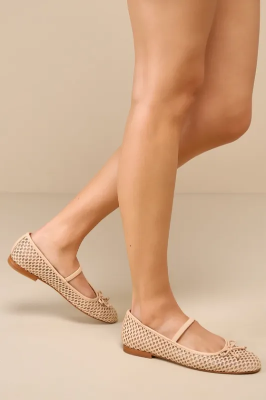 Carin Light Natural Raffia Bow Ballet Flats sold by Lulus