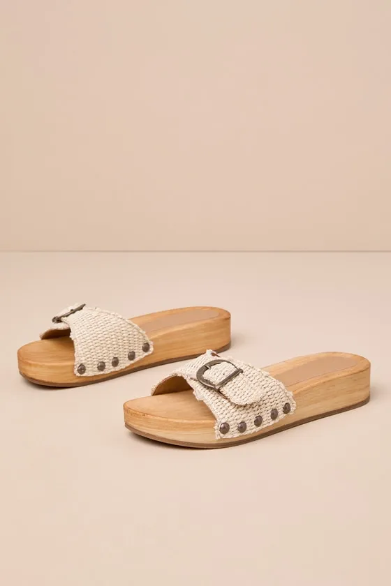 Sorbet Natural Raffia Flatform Slide Sandals sold by Lulus product image thumbnail 3