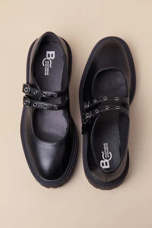 Seek and Destroy Black Strappy Lug Sole Mary Janes sold by Lulus