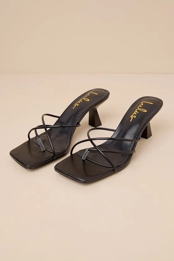 Annya Black Strappy High Heel Slide Sandals sold by Lulus product image thumbnail 2