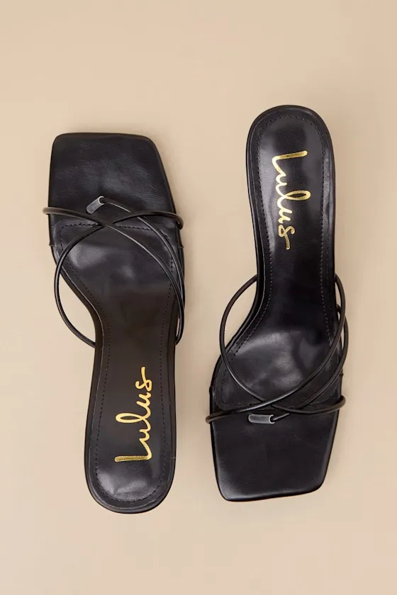 Annya Black Strappy High Heel Slide Sandals sold by Lulus product image thumbnail 3