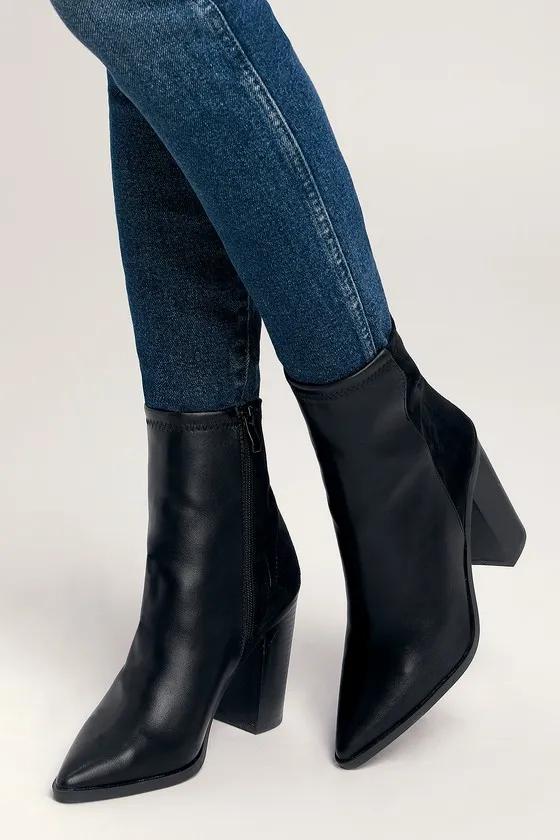 Essex Black Mid-Calf Booties sold by Lulus product image thumbnail 2