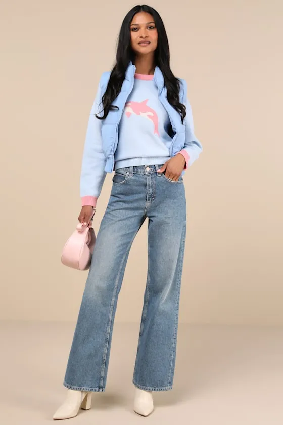 Warm Aesthetic Light Blue Mock Neck Puffer Vest sold by Lulus product image thumbnail 4