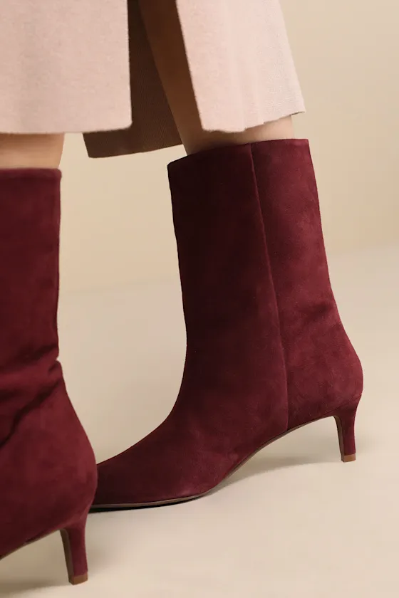 Game Changer Mahogany Suede Leather Pointed-Toe Mid-Calf Boots sold by Lulus product image thumbnail 3