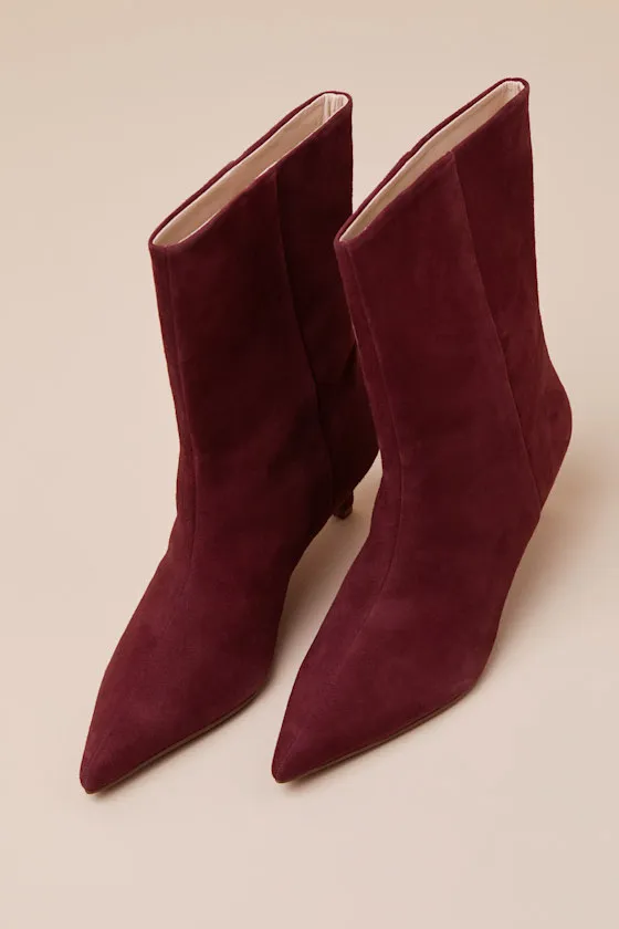 Game Changer Mahogany Suede Leather Pointed-Toe Mid-Calf Boots sold by Lulus product image thumbnail 4
