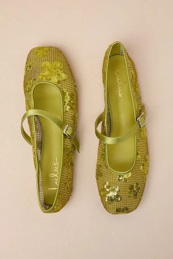 Cristen Green Mesh Sequin Buckle Ballet Flats sold by Lulus product image thumbnail 2