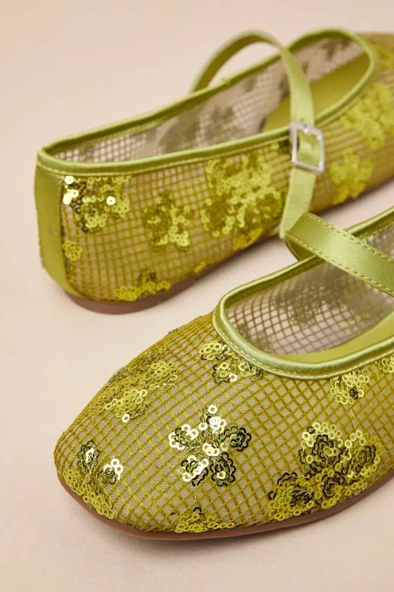 Cristen Green Mesh Sequin Buckle Ballet Flats sold by Lulus product image thumbnail 3