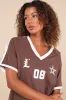 Spectate Brown Short Sleeve V-Neck Graphic Top sold by Lulus