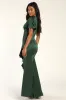 Eternal Bond Emerald Satin Ruffled Flutter Sleeve Maxi Dress sold by Lulus