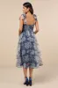 Exceptionally Marvelous Blue Floral Organza Bustier Midi Dress sold by Lulus
