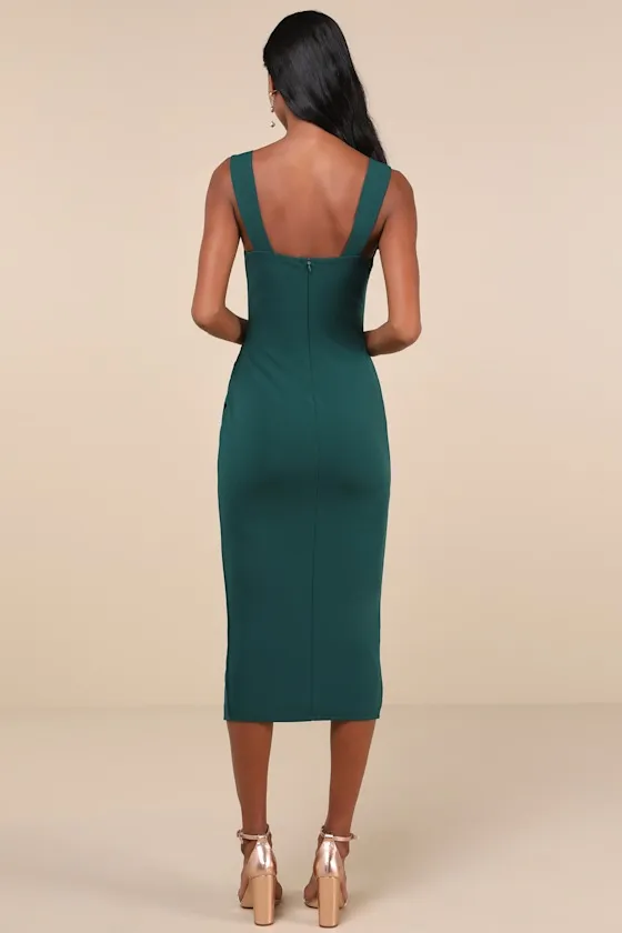 Always Beautiful Hunter Green Sleeveless Tulip Midi Dress sold by Lulus product image thumbnail 3