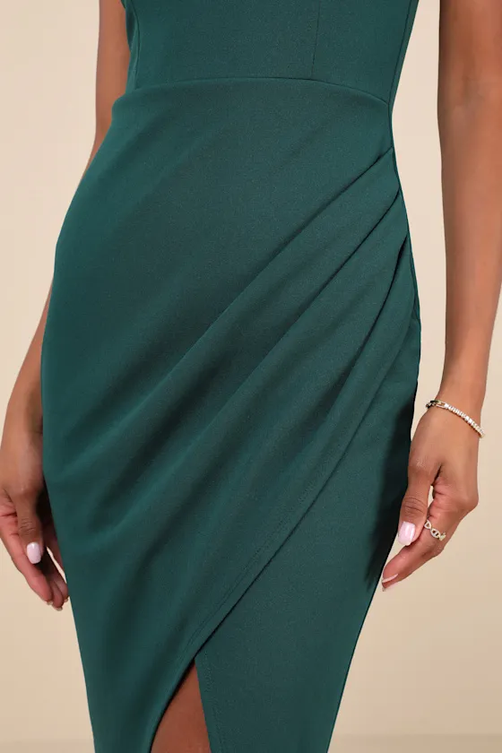 Always Beautiful Hunter Green Sleeveless Tulip Midi Dress sold by Lulus product image thumbnail 4