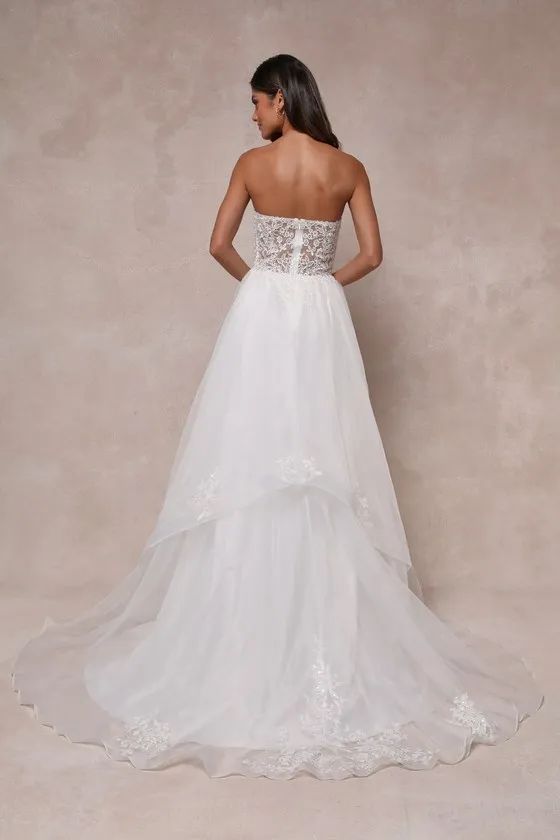 Mine, All Mine White Embroidered Organza Strapless A-Line Gown sold by Lulus product image thumbnail 2