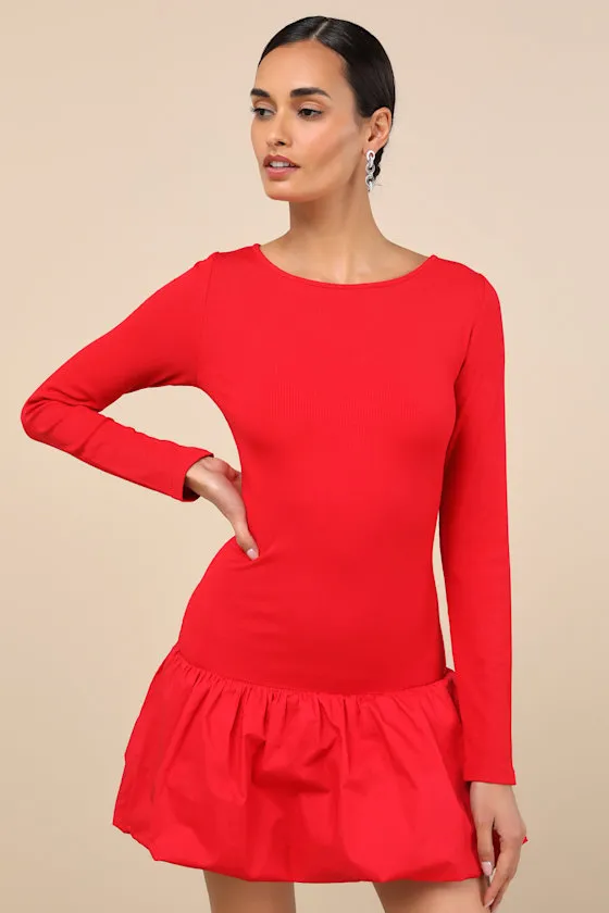 Ideal Approach Red Long Sleeve Mini Dress sold by Lulus