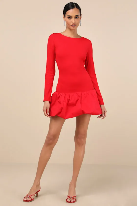 Ideal Approach Red Long Sleeve Mini Dress sold by Lulus product image thumbnail 3