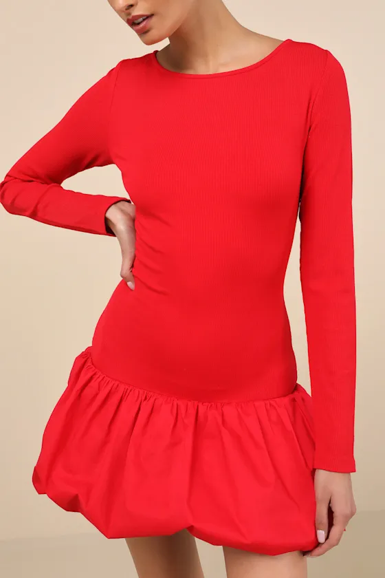 Ideal Approach Red Long Sleeve Mini Dress sold by Lulus product image thumbnail 4