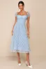 Exceedingly Elegant Blue Floral Applique Bustier Midi Dress sold by Lulus
