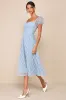 Exceedingly Elegant Blue Floral Applique Bustier Midi Dress sold by Lulus