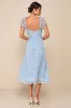 Exceedingly Elegant Blue Floral Applique Bustier Midi Dress sold by Lulus