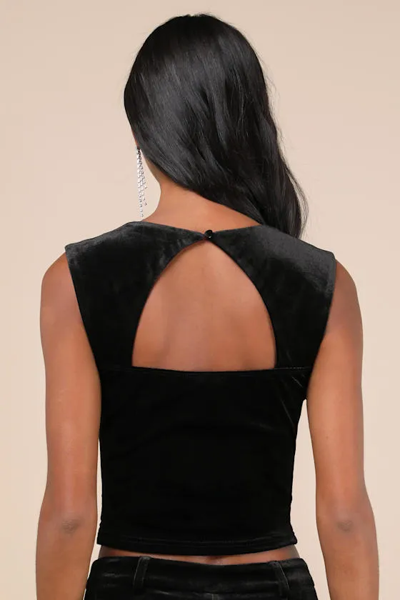 Memorably Flirty Black Velvet Cropped Cutout Sleeveless Top sold by Lulus product image thumbnail 2