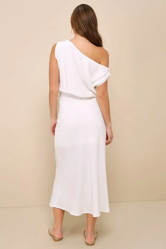 Casual Enchantment White Linen Off-the-Shoulder Midi Dress sold by Lulus product image thumbnail 2