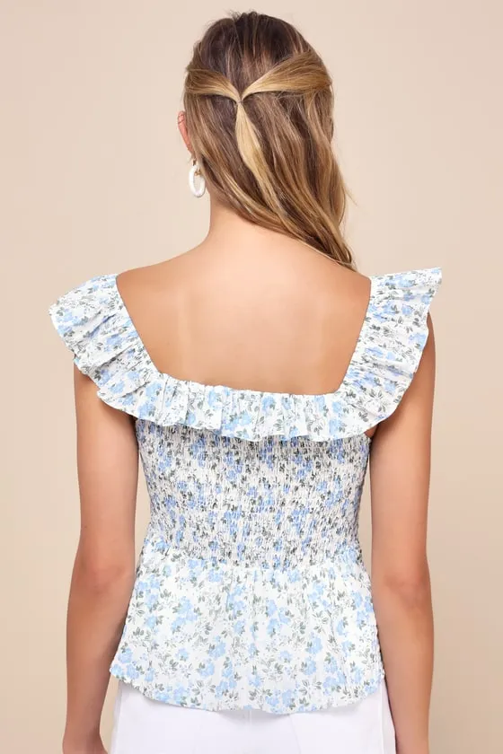 Daytime Crush Ivory Floral Off-the-Shoulder Button-Front Top sold by Lulus product image thumbnail 3