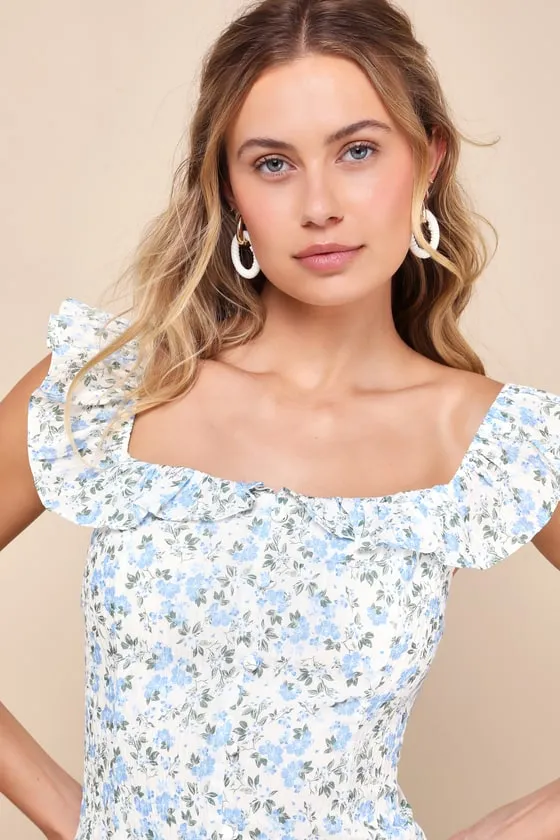 Daytime Crush Ivory Floral Off-the-Shoulder Button-Front Top sold by Lulus product image thumbnail 4