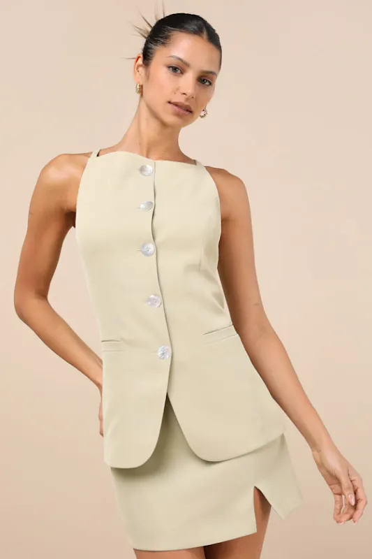 Polished Influence Light Green High-Rise Mini Skirt sold by Lulus