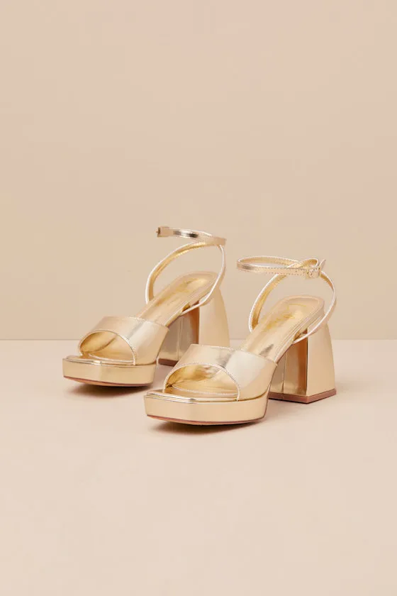 Shirine Gold Metallic Platform Ankle Strap Heels sold by Lulus product image thumbnail 2