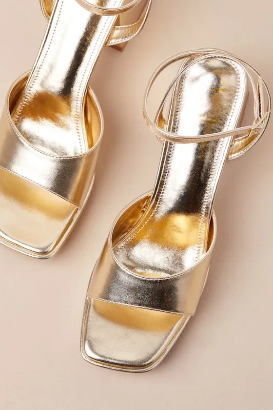 Shirine Gold Metallic Platform Ankle Strap Heels sold by Lulus product image thumbnail 3