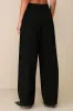Essentially Posh Black Twill High-Rise Wide-Leg Trouser Pants sold by Lulus