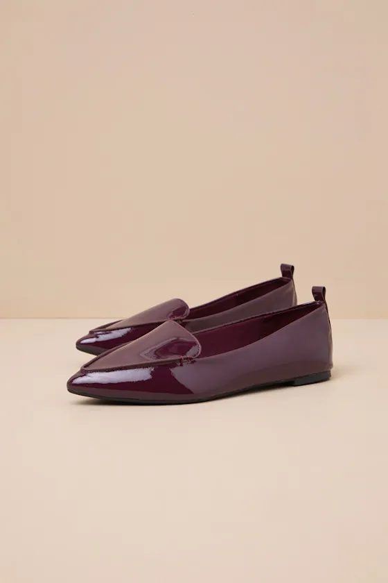 Emmy Bordeaux Patent Pointed Loafers sold by Lulus