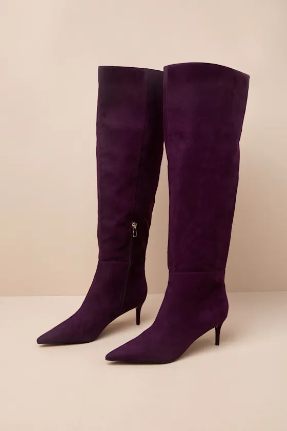 Tierny Eggplant Suede Pointed-Toe Over-the-Knee Boots sold by Lulus product image thumbnail 2